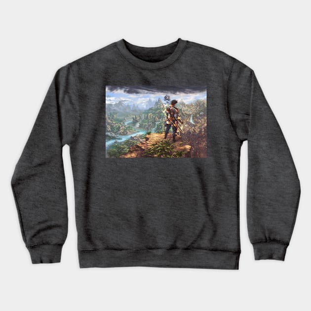 Wild Mage: Water and Stone (Legacy of the Blade) Full Wrap Crewneck Sweatshirt by Joseph J Bailey Author Designs